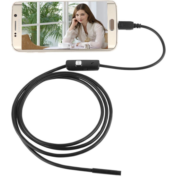 Android-telefonendoskop (1 meter fleksibel kabel med 5 mm) vit