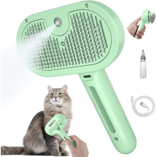 Cepillo de vapor para gatos y perros, pelo largo y corto con tanque de agua, cepillo de aseo para gatos