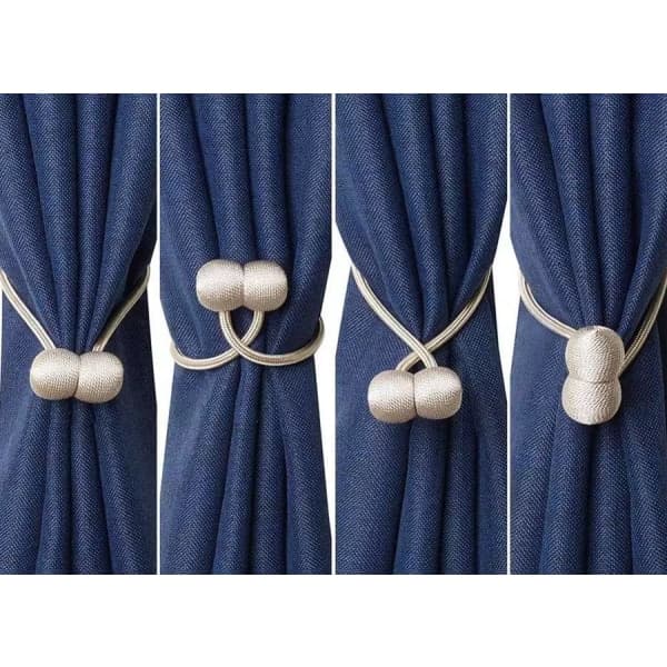 2-pack - Gardinupphängning / Gardinhållare - Magnetisk Silver