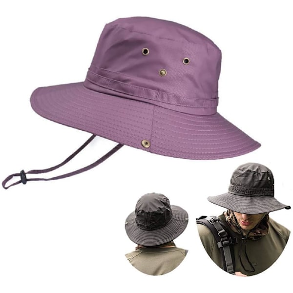 Superbreda solhattar med bred brätte för män, utomhus fiske hink hatt vattentät andningsbar mesh keps för vandring resor camping trädgårdsskötsel och båtliv Purple One Size