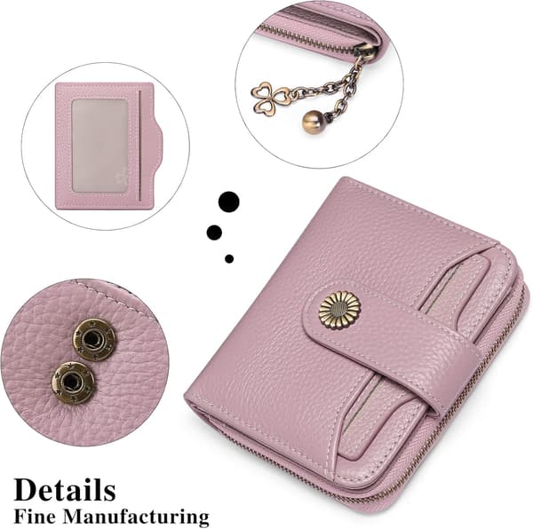 Plånböcker för kvinnor Äkta läder Liten Bifold Kompakt Damplånbok med RFID-skydd Lavender