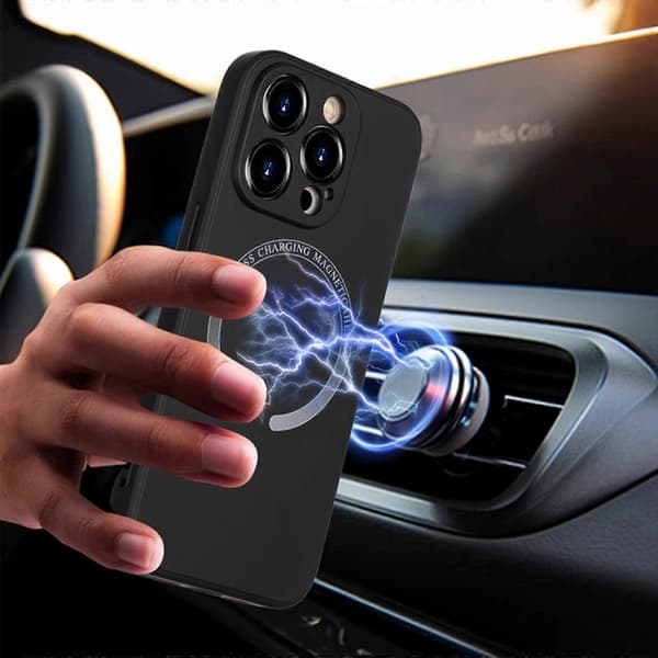 Magnetiskt telefonfodral för iPhone 14 Pro PU-läderbelagd TPU baksida