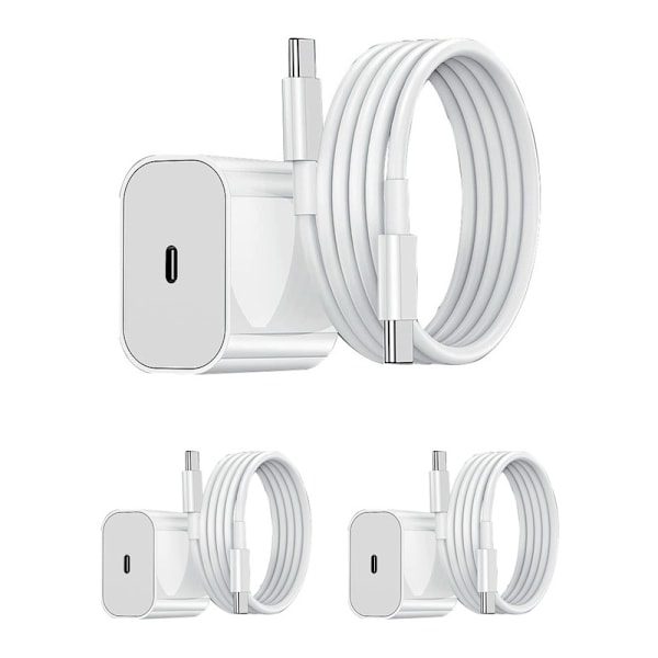 Laddare för Android/Apple - Snabbladdare 20W USB-C - USB-C, adapter + 2m kabel Vit, flera storlekar tillgängliga (Flera kombinationer tillgängliga) C-C port 3pc