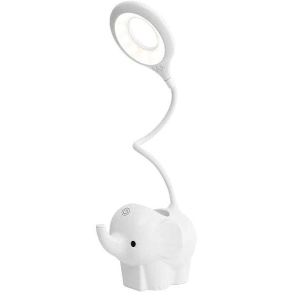 Bordslampa LED-beröringsdämpning (söt husdjursvit [dubbelfunktion för laddning och pluggning] kabelmatning) vit