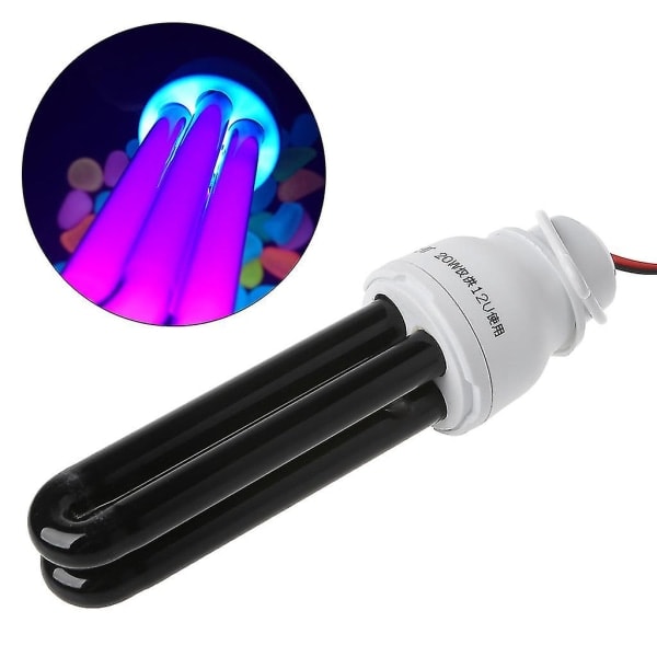 1 Sett UV Lys 12v 20w Sort Lys Pære Spiral Energibesparende Lilla Lys Gård Landbruk Insektfelle Lys Ultrafiolett Yu