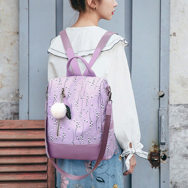 Naisten Oxford-reppu useilla taskuilla, suuri olkalaukku, rento matkareppu, koululaukku purple 29x14x33cm