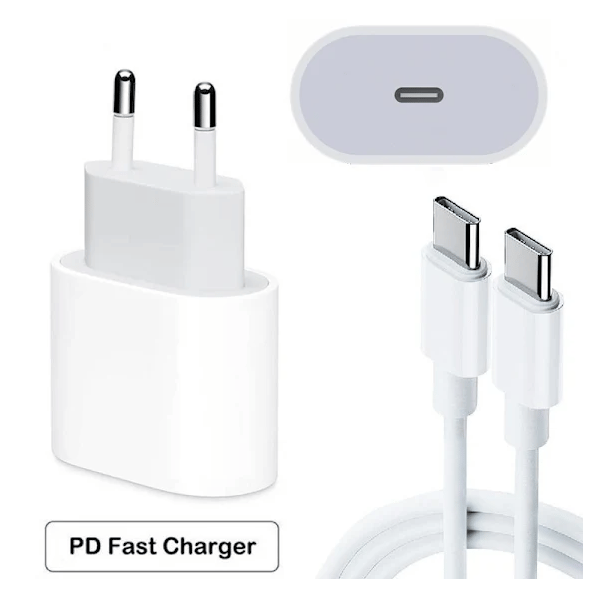 Mobiltelefon Hurtigoplader - Adapter og Kabel 20W USB-C 2m