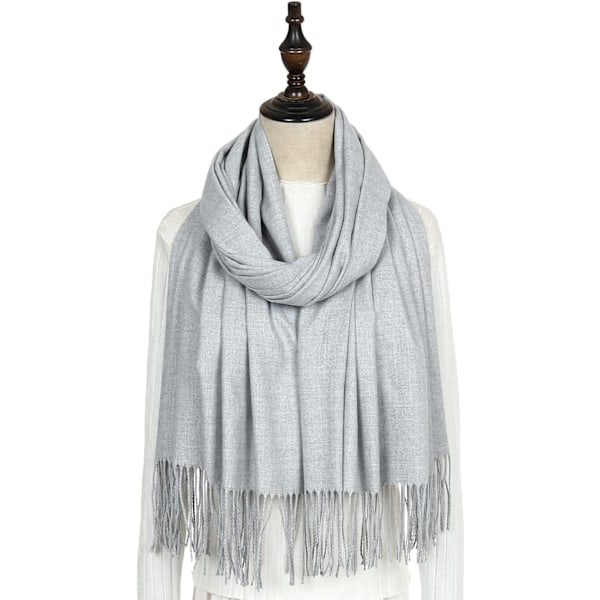 Damhalsdukar Pashminasjalar och omslag för bröllopssjalar för kvinnor vinter Light Grey