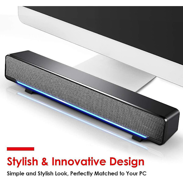 USB-drivna soundbar-högtalare för dator, stationär och bärbar dator, svart (USB)
