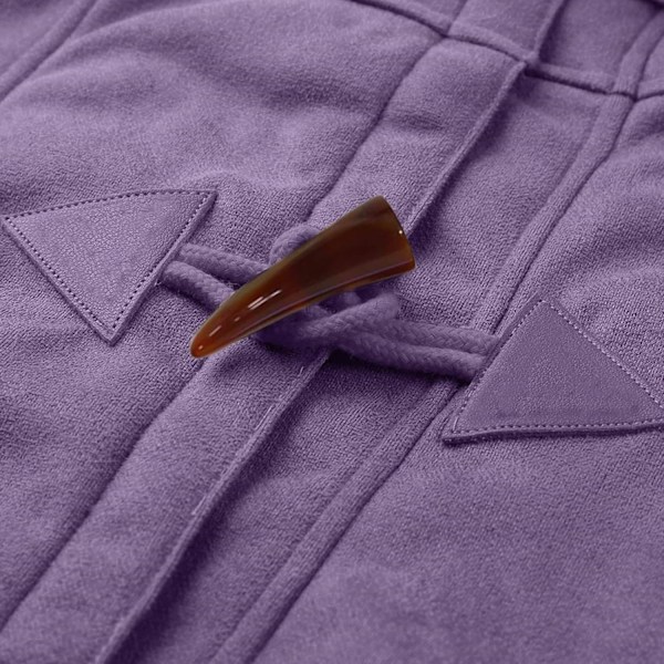 Damer Vinterjakker Udsalg Plus Størrelse Dame Fleeceforet Jakke Hoodies Lomme Uld Casual Hættetrøjer Horn Knapper Casual Varmt Jakke Trench 4XL 01 Purple