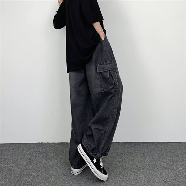 Sorte baggy jeans Dame denim overalls /S black S