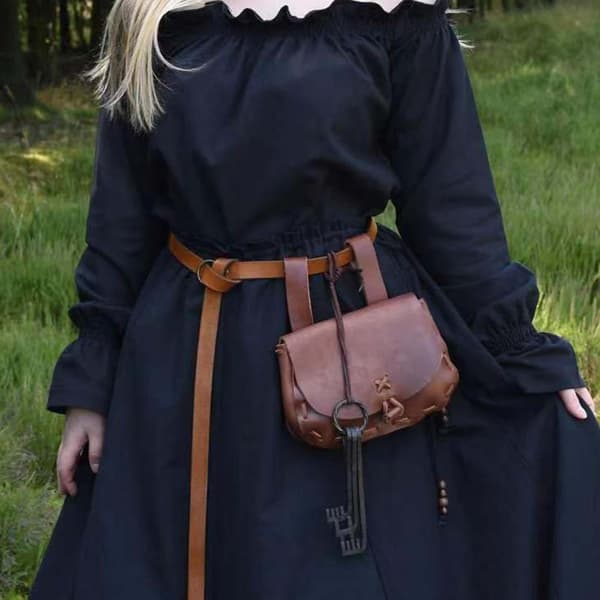 Retro Midjeväska Bältesväska PU Plånbok Packväska för Resor Cosplay Vandring Brun