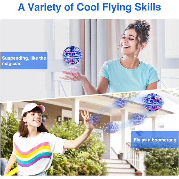 Smart sensor boomerang hover ball, flygande spinner med oändliga tricks, coola leksakspresenter för pojkar och flickor tonåringar inomhus utomhusleksaker blue