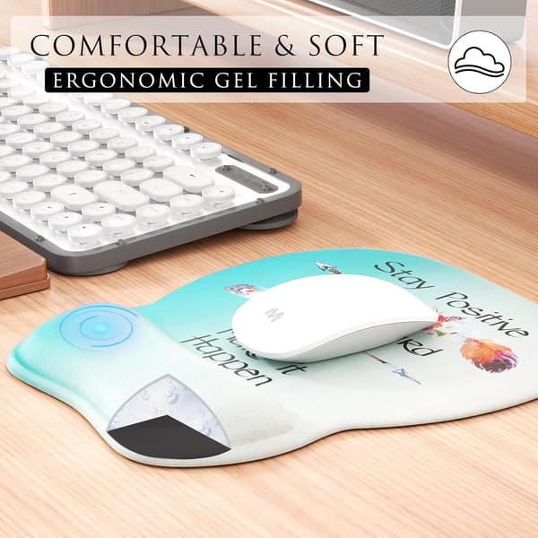 Ergonomisk musematte med håndleddstøtte i minneskum, komfortabel musematte for bærbar PC, smertelindrende håndleddstøtte Feather Arrow