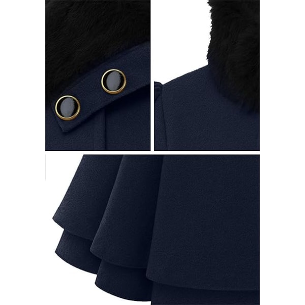 Marineblå uldblanding frakke dobbeltradet trenchcoat /3XL Navy blue 3XL