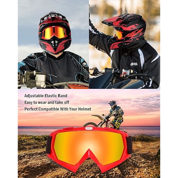 Dirt Bike Briller Motocross Briller Anti UV Ridebriller Red