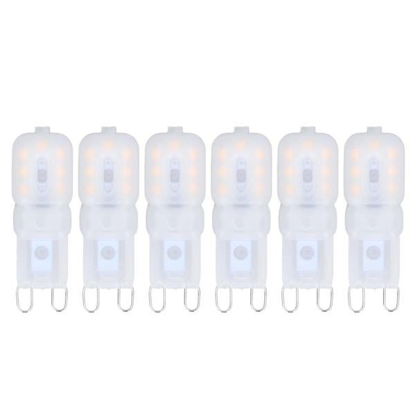 6 stk G9 LED-pærer Dimbar 3W Energisparende 360 Graders Lyspære for Taklamper og Taklamper Varm Hvit 220-240V
