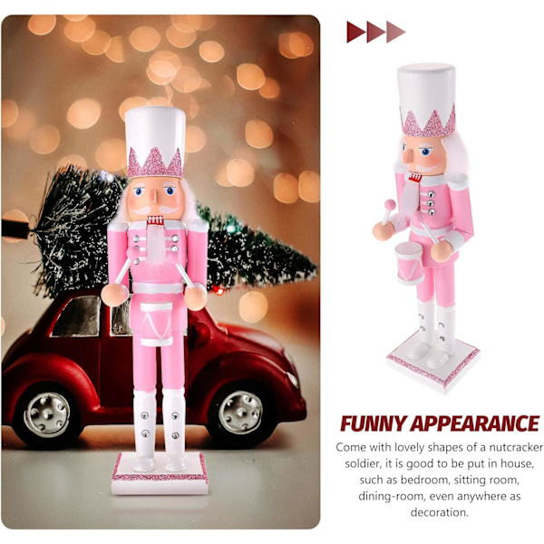Pink Nøddeknækker Figur Pink Julepynt 12 Tommer Pink Nøddeknækker Soldat Figur Dekorativ Glitter Jule Nøddeknækker til Feriefest