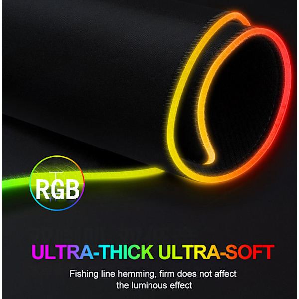 Gaming Mousepad med LED-lys - RGB - Vælg Størrelse - Sort - 14 Tilstande - Tyk Anti-slip 250*300*4MM