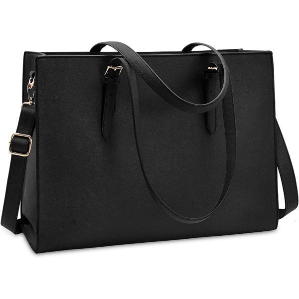 Kvinder bærbar taske Vandtæt letvægts læder 15,6 tommer computer håndtaske Business Office mappe Håndtaske med stor kapacitet