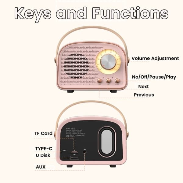 Mini radio bluetooth højttaler PINK pink Pink