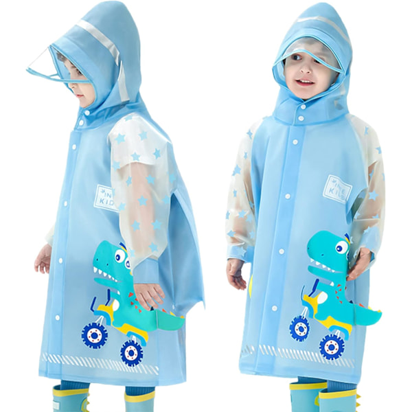 Børns Regnfrakker Regn Poncho Piger Drenge Regnjakke Vandtæt Poncho Toddler Tegneserie Regn Tøj Genanvendelig med Bærbar Taske S-4XL Størrelse Blue 4XL / 13-14 Years