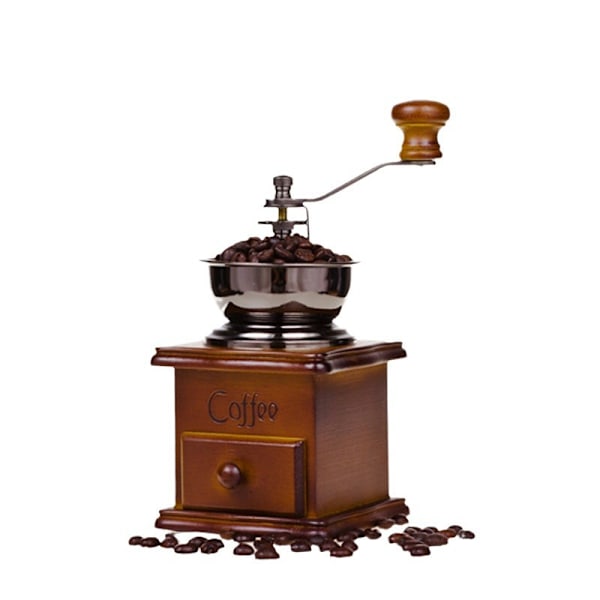 Kaffekvarn i Trä Vintage Antik Keramik Handvevad Kaffekvarn med Retro Stil Träkaffekvarn
