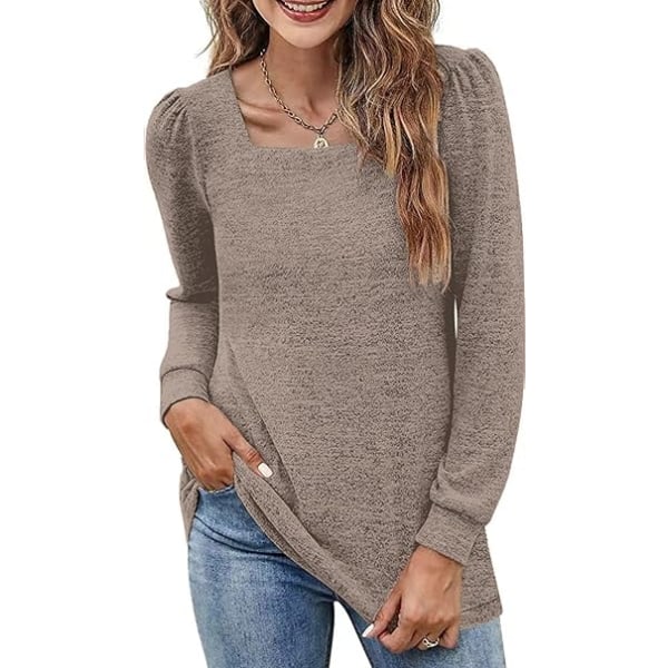 Khaki dame sweatshirt Vinter pullover afslappet langærmet top skjorte /XL khaki XL