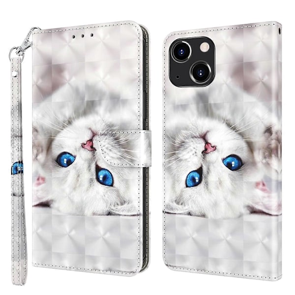 För iPhone 14 Plus 3D-målat Läder Telefonfodral
