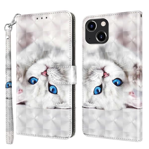 iPhone 14 Plus 3D -maalattu nahkainen puhelinkotelo