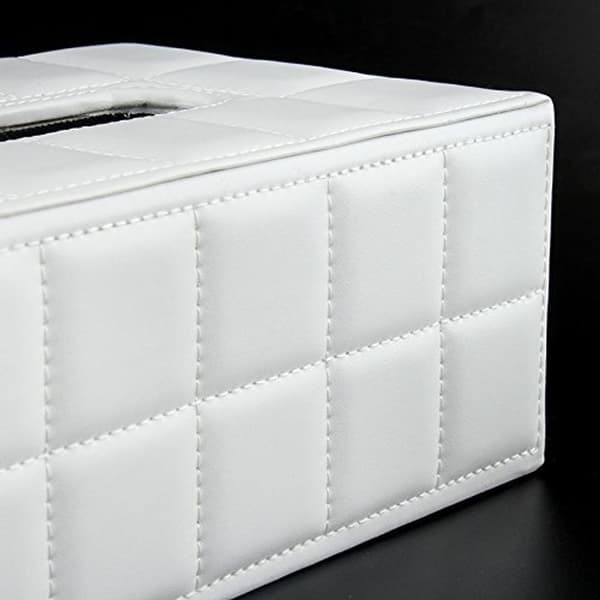 Falskt Läder Vävnadslåda Vävnadsdispenser, 25*14*9.5cm (Vit)