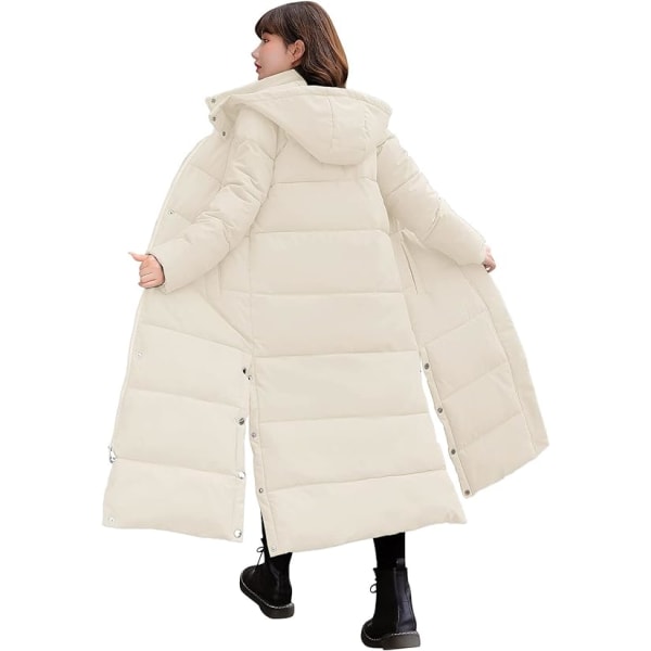 Vit vinterjacka för kvinnor Lång varm dunjacka med luva /XL white XL