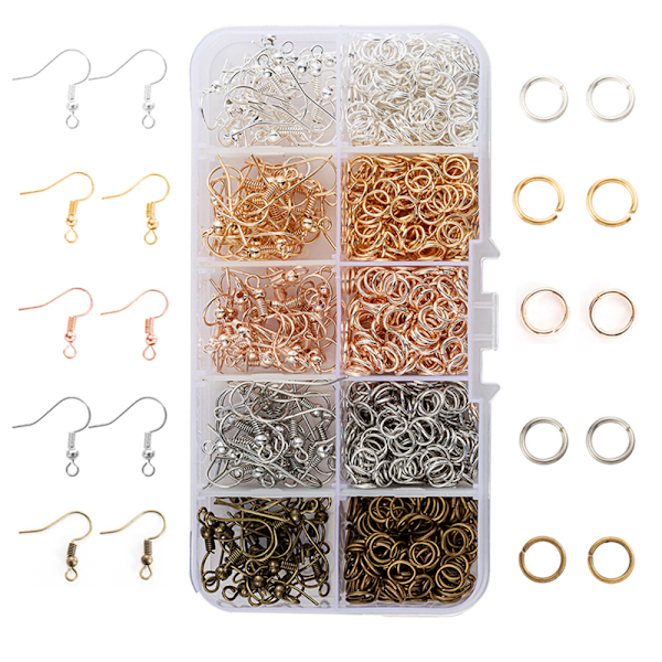 1128 delars örhänge DIY-kit med örhängeskrokar, bindringar, tänger, pincetter, bindringsöppnare