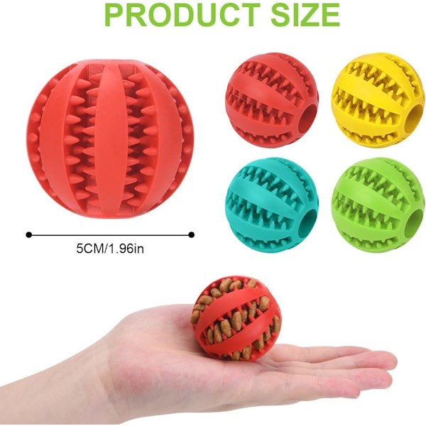 4 stk Natur Gummibold Holdbar Fodringsbold til Tandpleje Interaktivt Hundelegetøj 4PCS 5CM