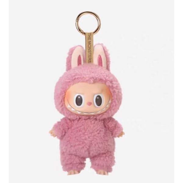 Labubu Macaron Monster Keychain Exciting Monster Macaron Vinyl Face Plush Keychain Art Collectible Toy Kids Gift red