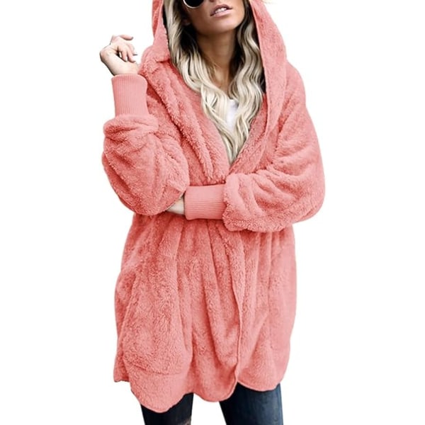 Rosa fleecejacka för kvinnor Långärmad hoodie /M pink M