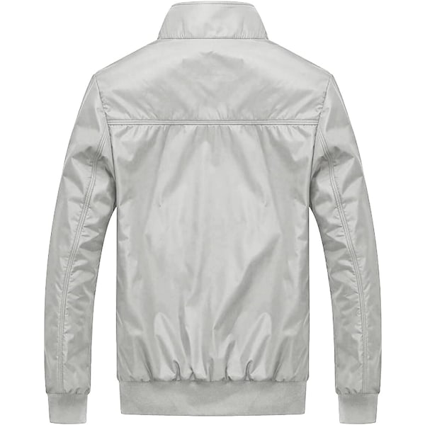 Herre Sommer Bomber Jakker Casual Lett Vindjakke Sportsjakke Cargo Yttertøy 3XL Silver Grey