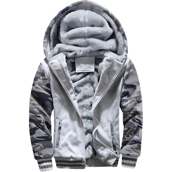 Herr Pullover Termisk Sherpa Fodrad Jumper Jackor Vinter Träning Fleece Hoodie Full Zip Ull Varm Tjock Rockar Ytterkläder 63light Gray L