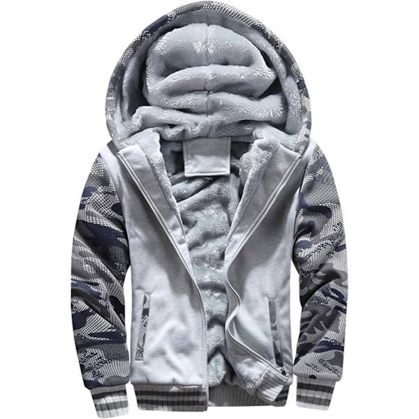Miesten pullover-fleecevuorattu sherpa-takki, talviharjoitteluun sopiva fleece-huppari, vetoketjullinen villakangastakki, ulkovaatteet 63light Gray M