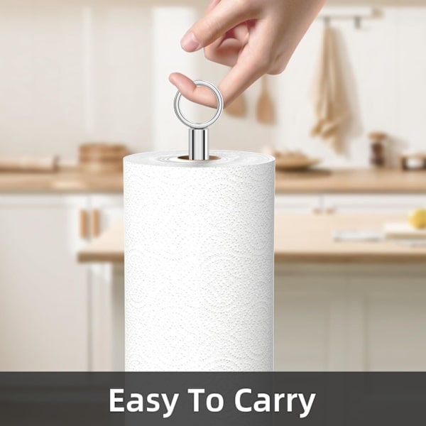 Keittiöpaperiteline - Vapaasti seisova paperiteline keittiöpaperirullille, moderni keittiön tiskipöydän järjestäjä. silvery