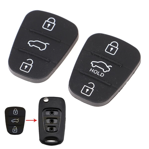 Silikon 3-knappers tastaturdeksel erstatningsnøkkel for Hyundai Kia HOLD 2 PCS