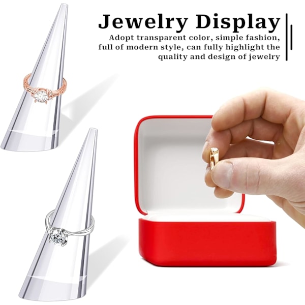 6 stk. akryl ringholder ringdisplay, akryl ringdisplay stand sæt, klar fingerringe show stand ringdisplay udstillingsvindue display stand til smykker