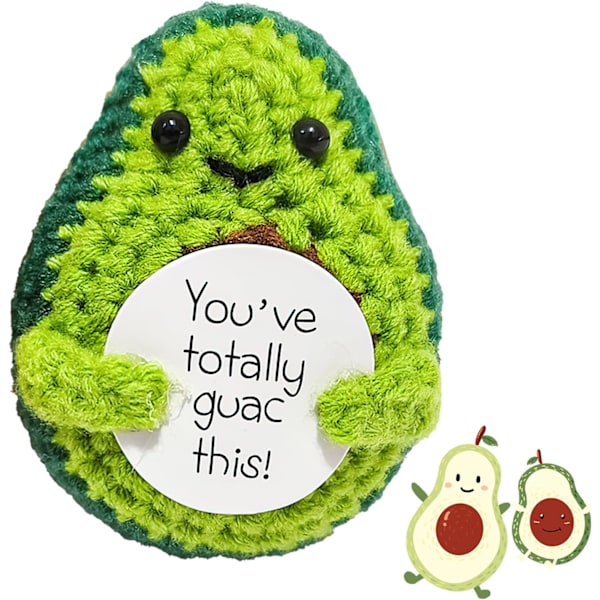 Håndlavet følelsesmæssig støttegave, søde strikkede positive dukker, sjove hæklede legetøj opmuntringsgaver til venner, Valentinsdag, soveværelse, kontor (Avocado)