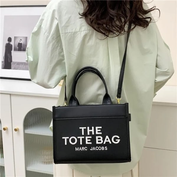Vevd veske med stor kapasitet veske håndveske crossbody veske svart tote veske black