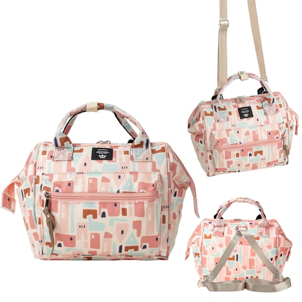 Liten blöjryggsäck, miniryggsäck för blöjor och axelväska för blöjor med isolerad ficka Camouflage Pink