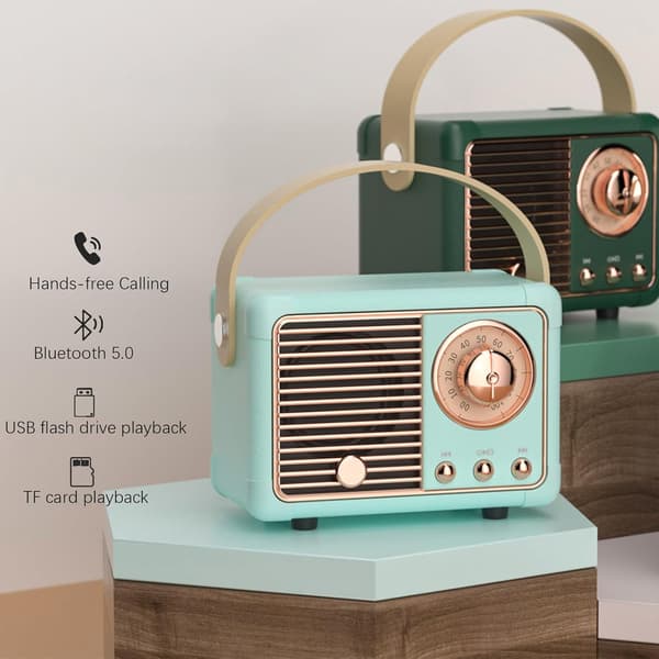 Retro Bluetooth-højttaler, klassisk gammelt radiodesign, Bluetooth 5.0 trådløs forbindelse, understøtter TF-kort Black