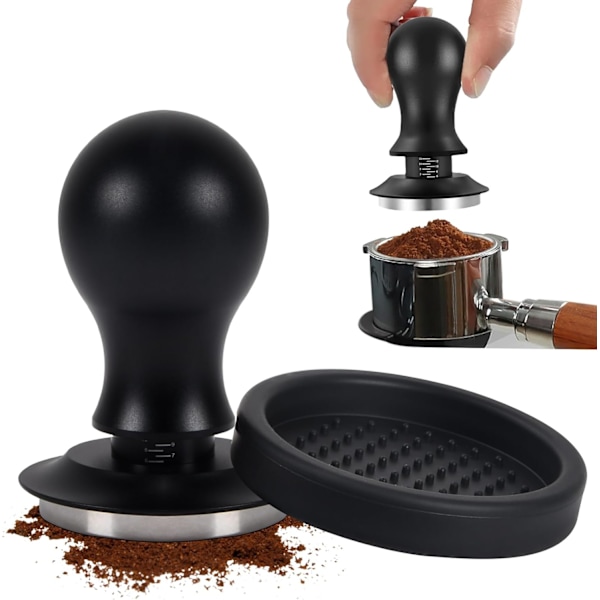 Kaffetamper med våg Kaffetamper 58 mm Rostfritt stål Kaffetamper med silikonbas Espressotamper Espressomaskin Kaffetillbehör 58in