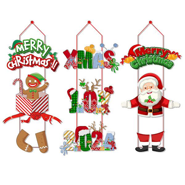 Jouluovikoriste MerryChristmas Joulupukki kirjain juhlatunnelman koriste riipus