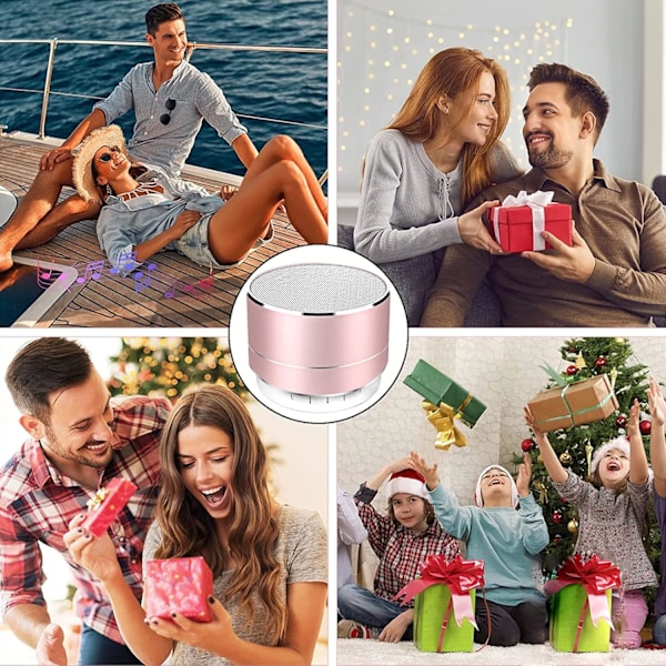 Kannettava Bluetooth-kaiutin, Bluetooth-kaiutin LED-valoilla, Langaton kaiutin HD-äänellä, Tukee TF-korttia Rose Gold