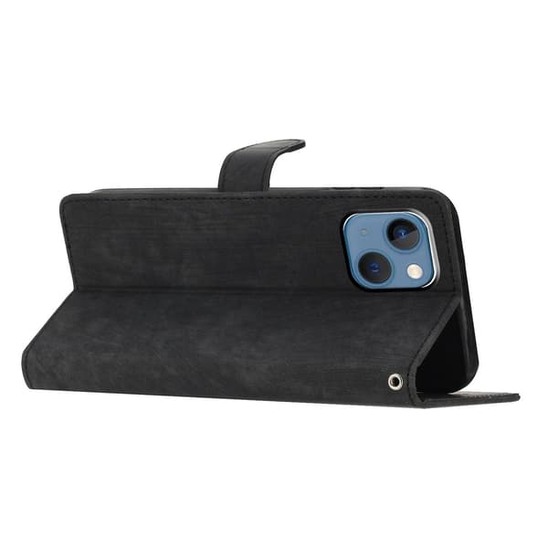 Ställfodral i PU-läder med Skin-touch för iPhone 15 Plus, Plånboksfodral Slim-Fit
